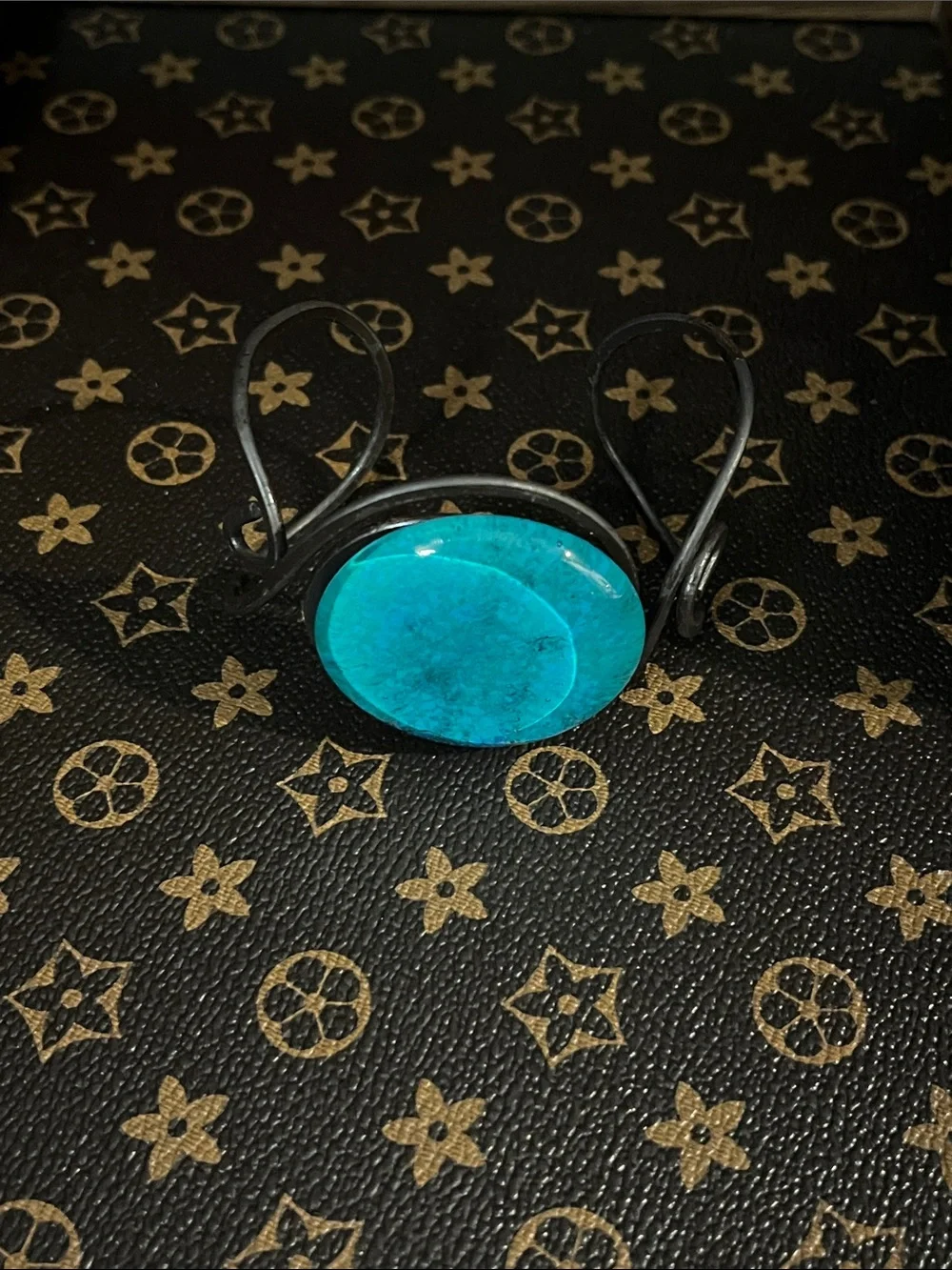 Turquoise Glass Cabochon Cuff Bracelet